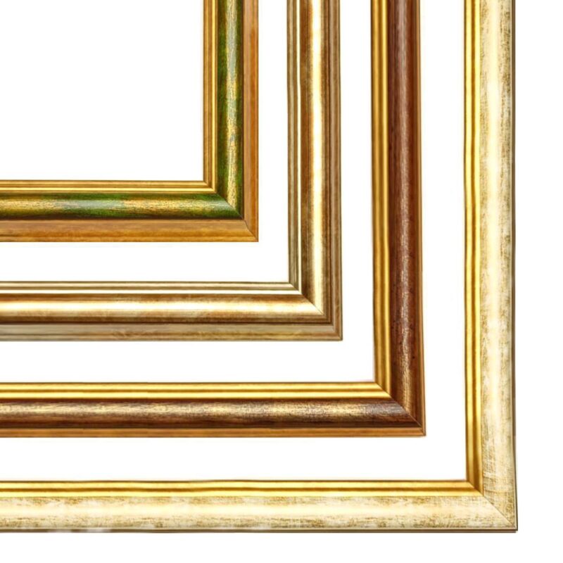 Drewniana postarzana rama do obrazu, białą postarzana rama, zielona wąska rama, klasyczna rama, ramy do obrazów