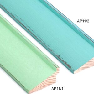 Szeroka drewniana rama do obrazu, miętowa rama, turkusowa rama, pastelowe ramy, postarzane ramy