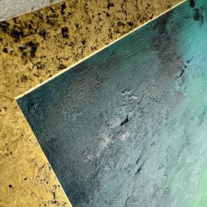 Nowoczesna abstrakcja obraz zbliżenie na złotą przecieraną ramę