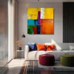 Nowoczesny obraz kolorowa abstrakcja, dynamiczny obraz, geometryczny obraz, kolorowy obraz