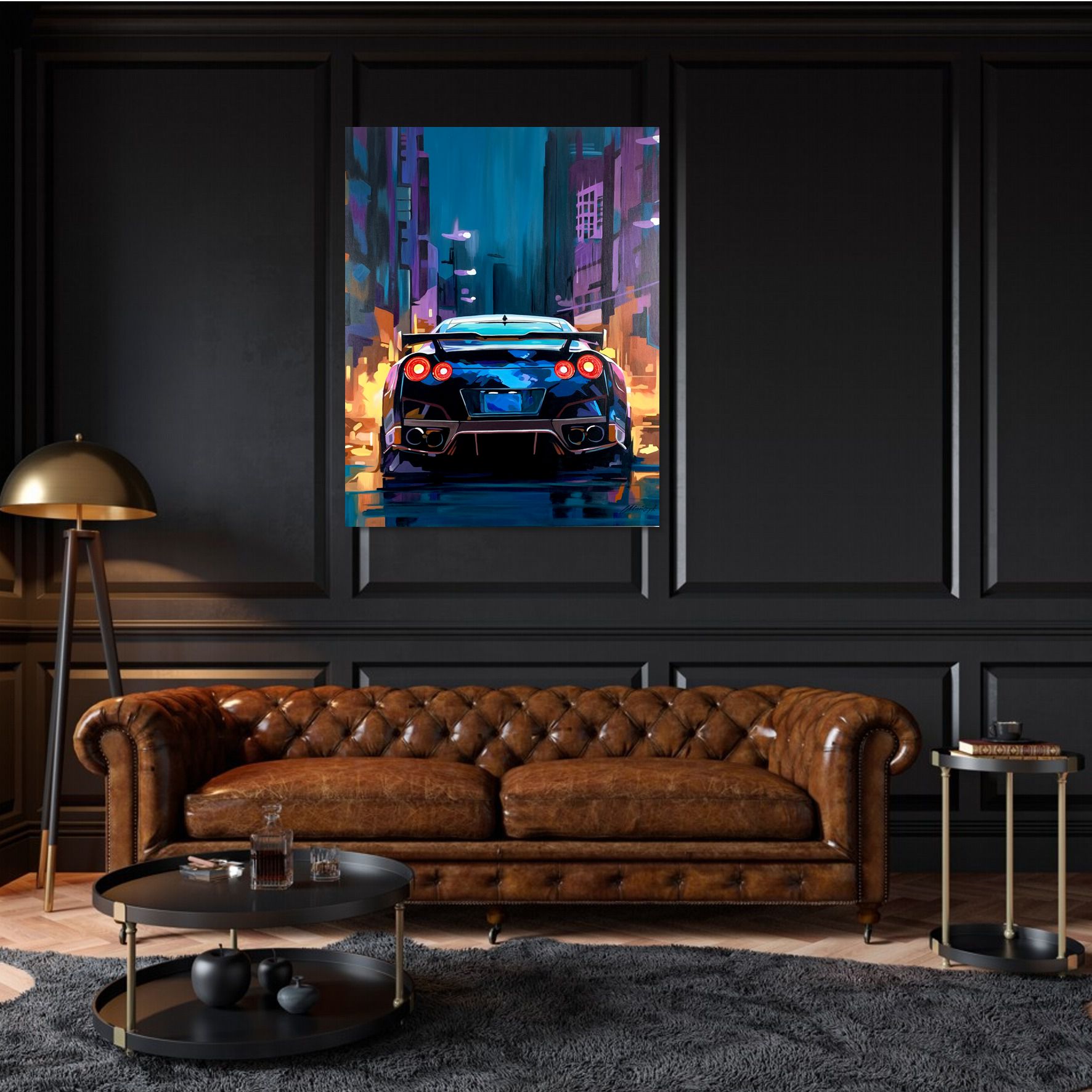 Obraz samochód ręcznie malowany na płótnie "Nissan GTR R35" - obrazek 3