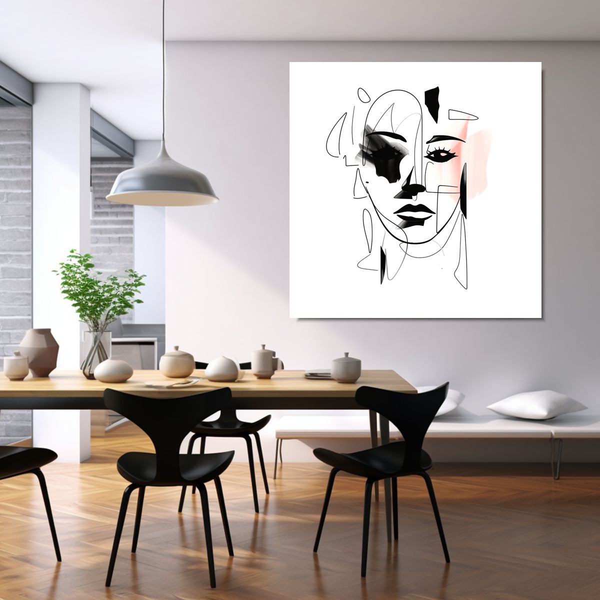 Obraz ręcznie malowany portret "Linearna kobieta" 2292A