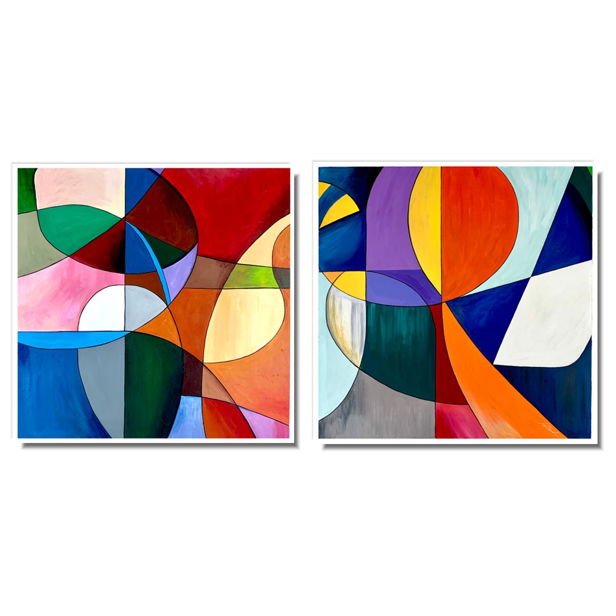 Obraz abstrakcja na płótnie "Kolorowy zawrót głowy" - komplet obrazów 2306A - obrazek 2