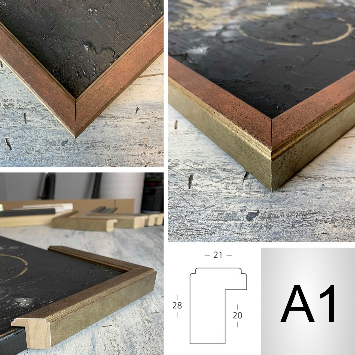 Kolorowe ramy do obrazów drewniane wąskie A1- A6 - obrazek 3