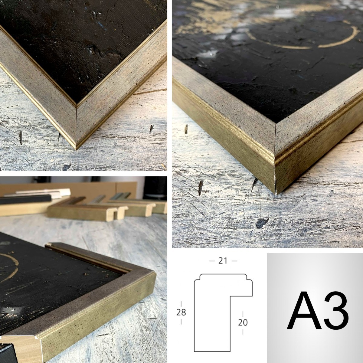 Kolorowe ramy do obrazów drewniane wąskie A1- A6 - obrazek 5