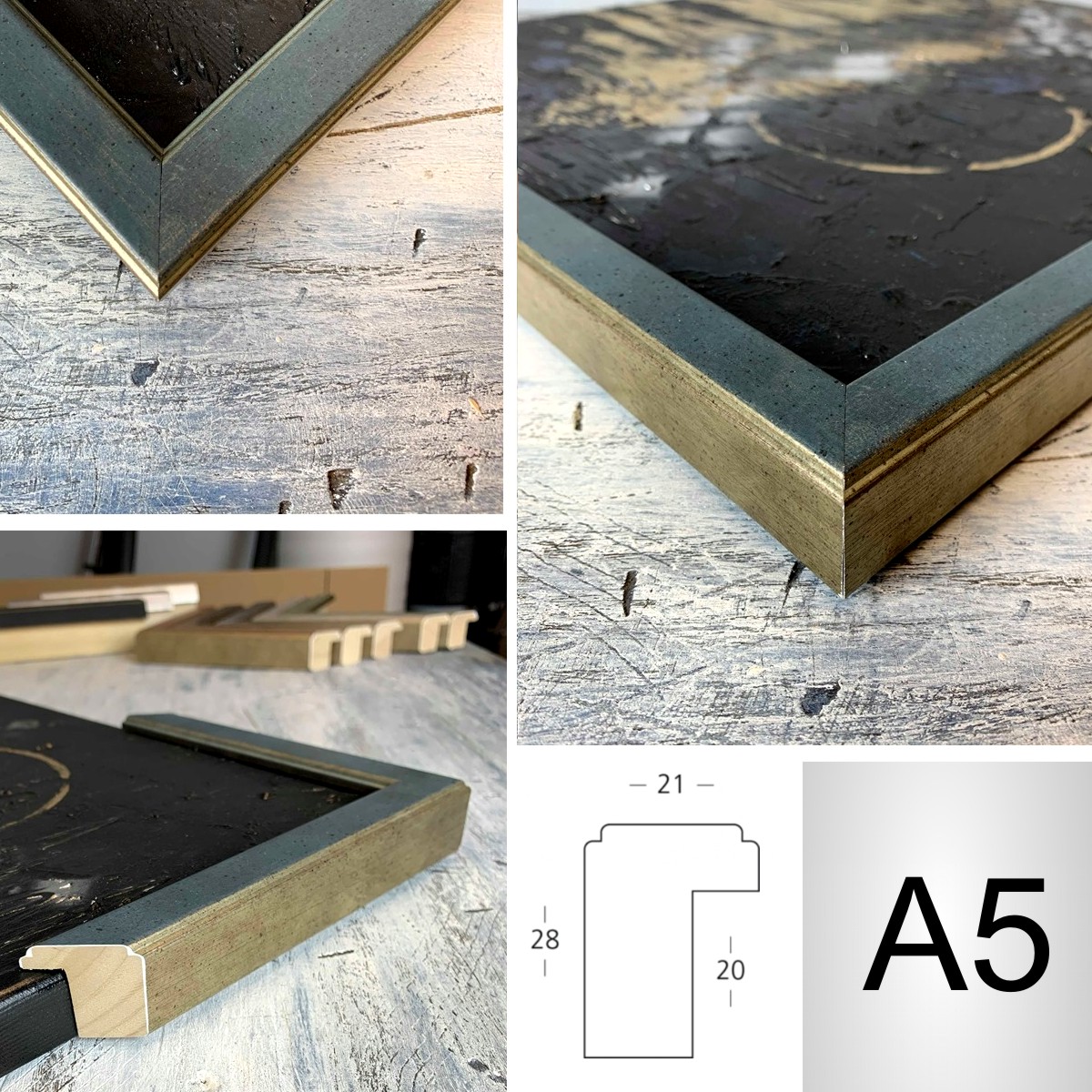 Kolorowe ramy do obrazów drewniane wąskie A1- A6 - obrazek 7