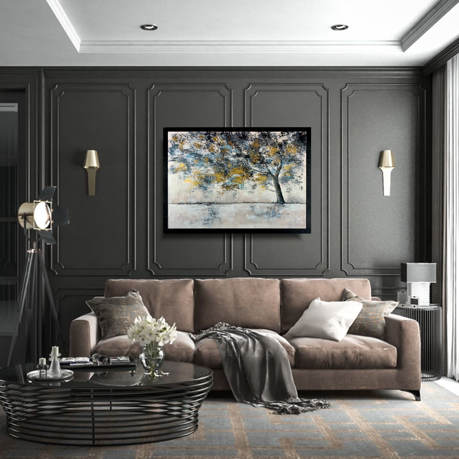 Obraz ręcznie malowany na płótnie "Drzewo w złocie" 2239A - obrazek 3