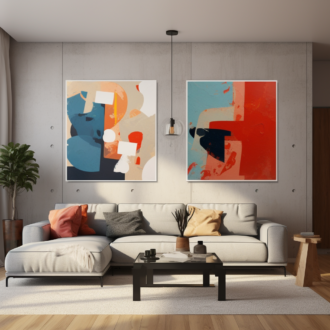 Dwa obrazy na płótnie "Nad chmurami" - komplet abstrakcji 2291A