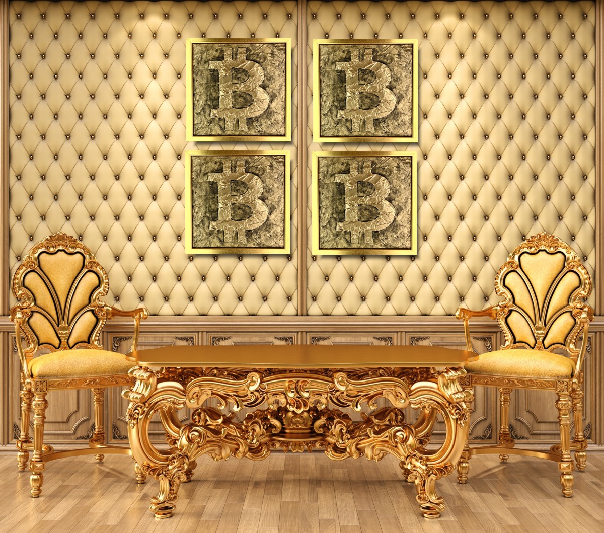 Obraz Bitcoin BTC krypto waluta złota abstrakcja w ramie 2044A - obrazek 2