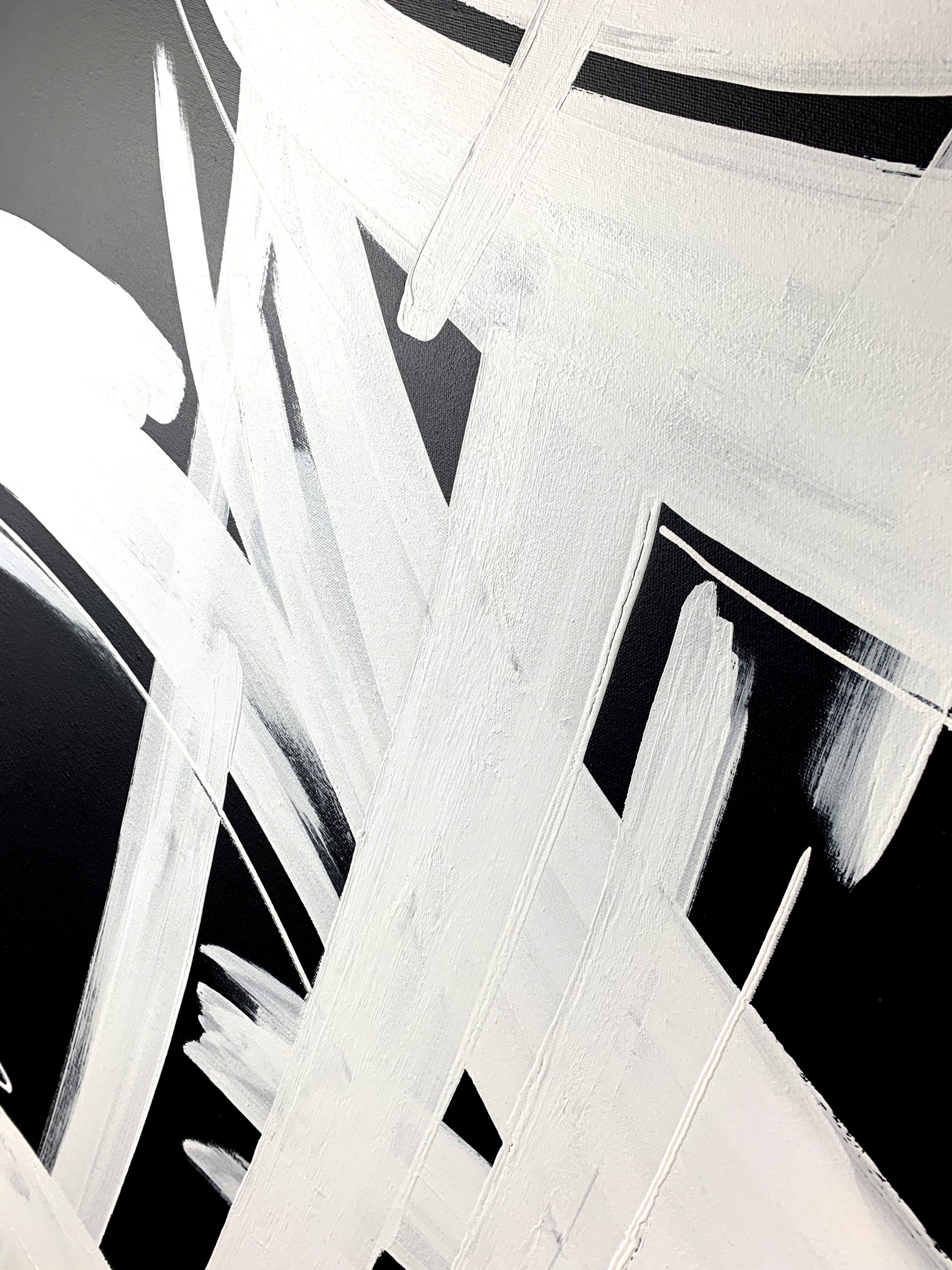 Czarno biała abstrakcja "Znak" duży obraz w ramie 2159A - obrazek 5