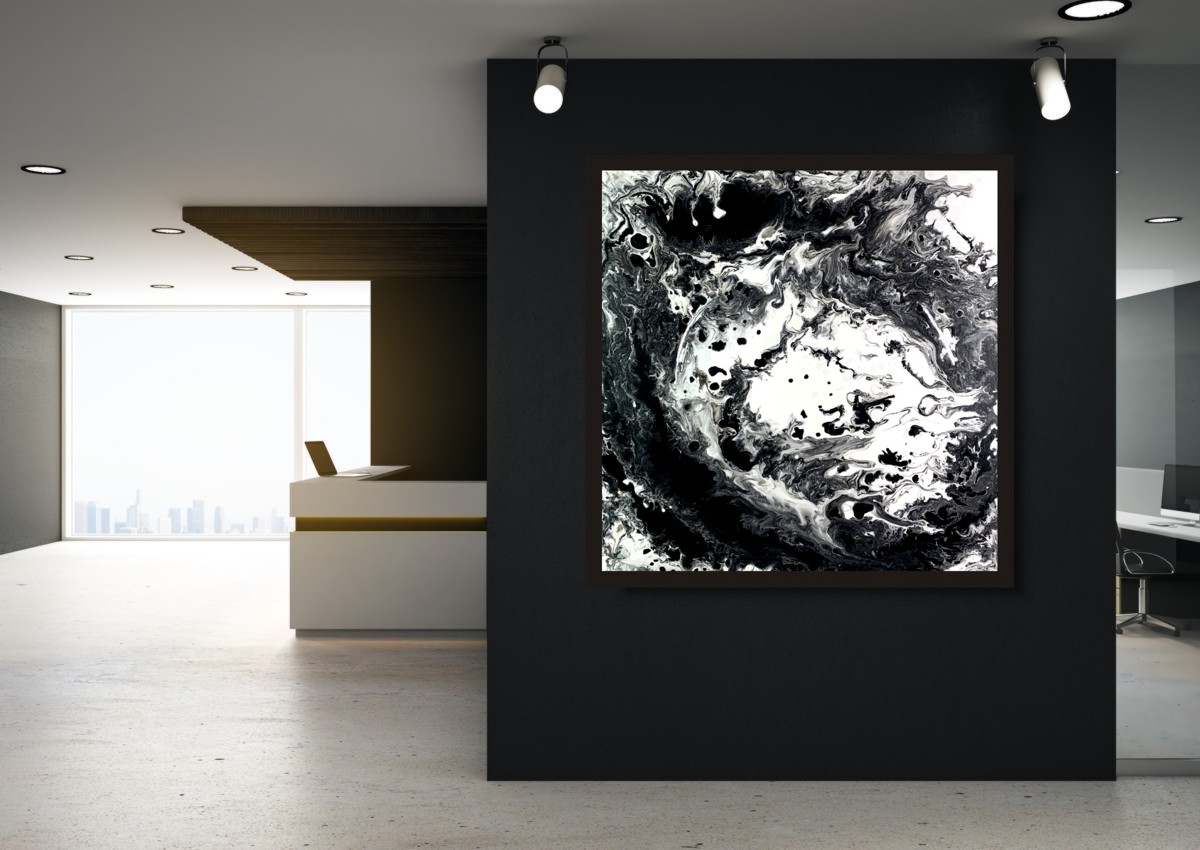 Czarno biały obraz abstrakcja otchłań wszechświata w ramie 2086A - obrazek 2