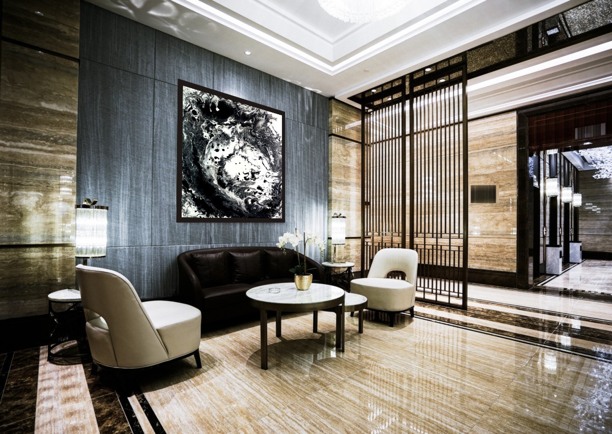 Czarno biały obraz abstrakcja otchłań wszechświata w ramie 2086A - obrazek 3