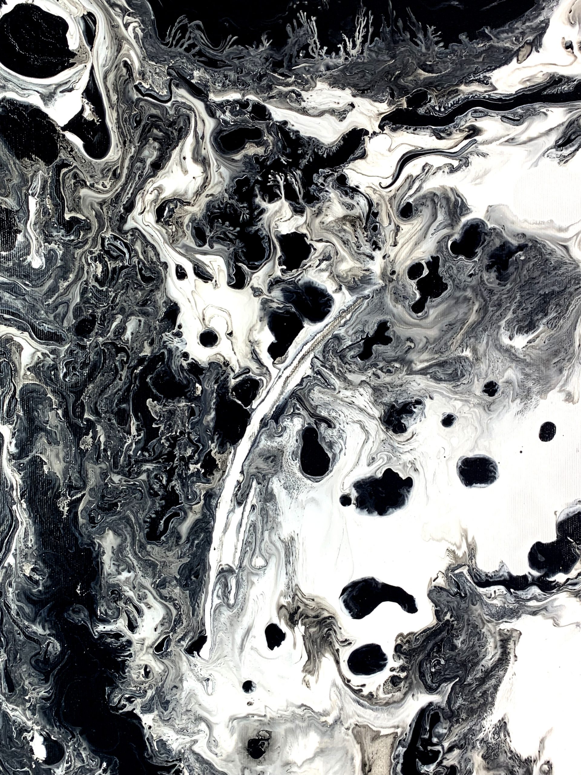 Czarno biały obraz abstrakcja otchłań wszechświata w ramie 2086A - obrazek 8