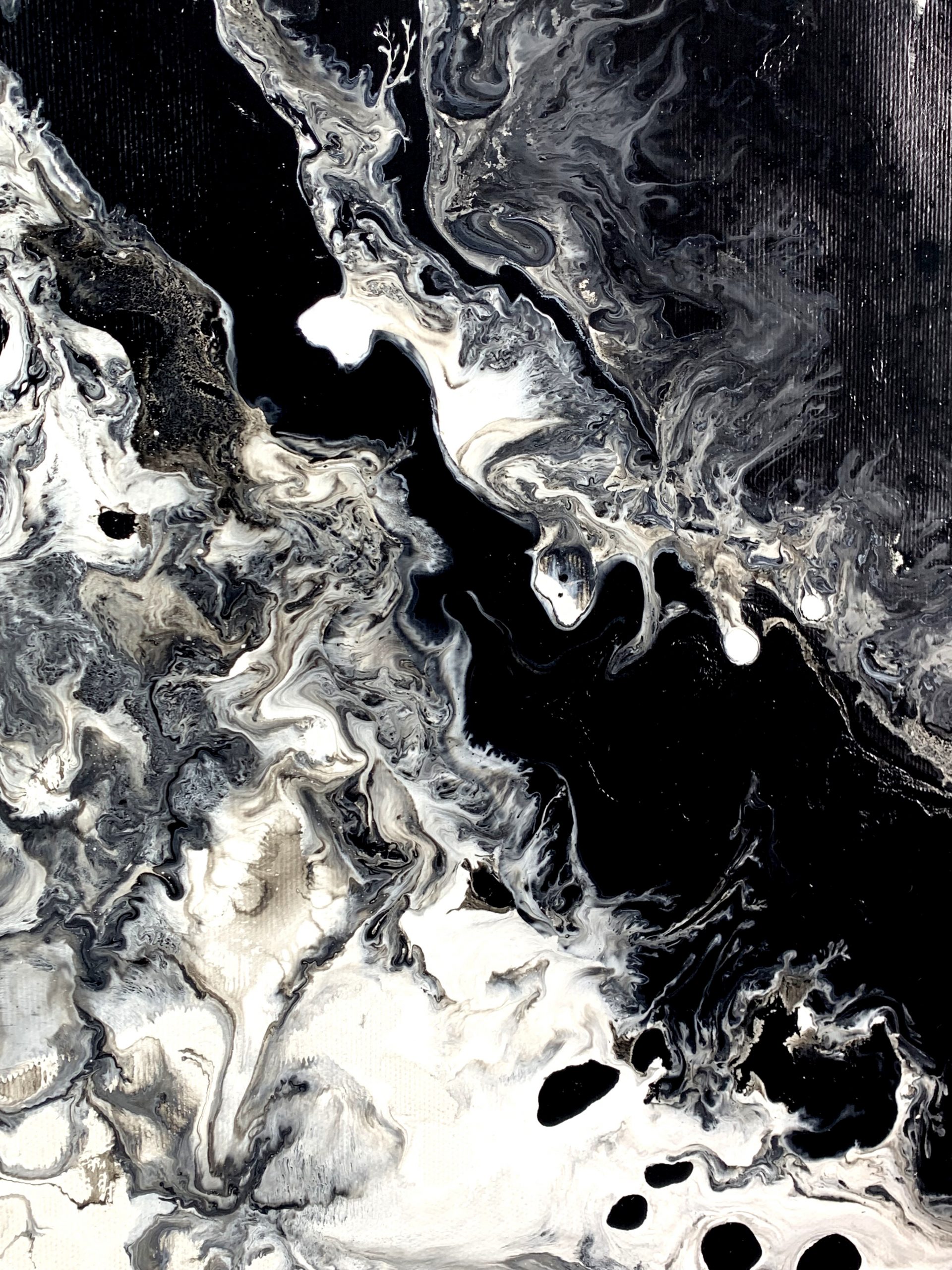 Czarno biały obraz abstrakcja otchłań wszechświata w ramie 2086A - obrazek 7