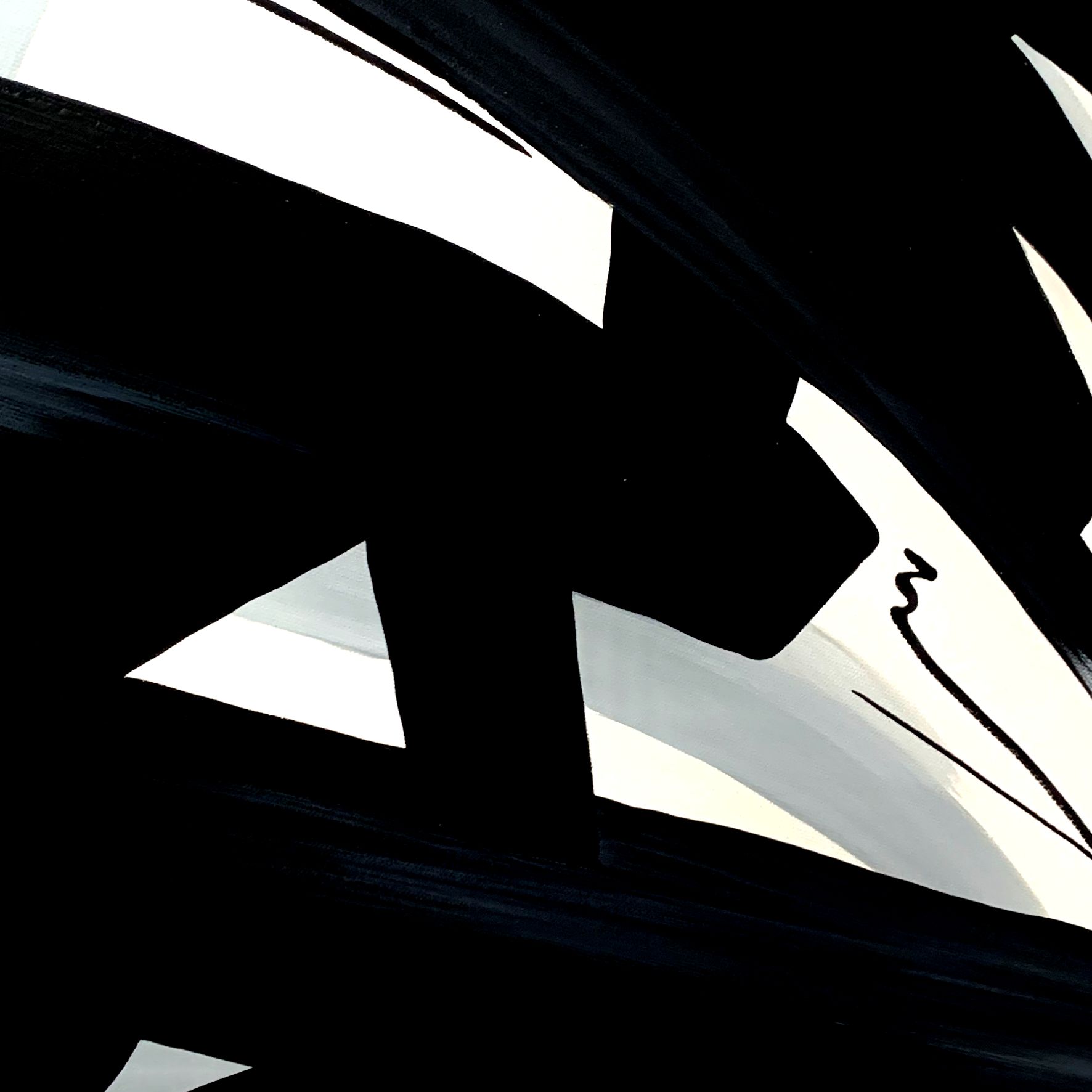 Czarno biały obraz w ramie abstrakcja "Japoński znak" 1983A - obrazek 6