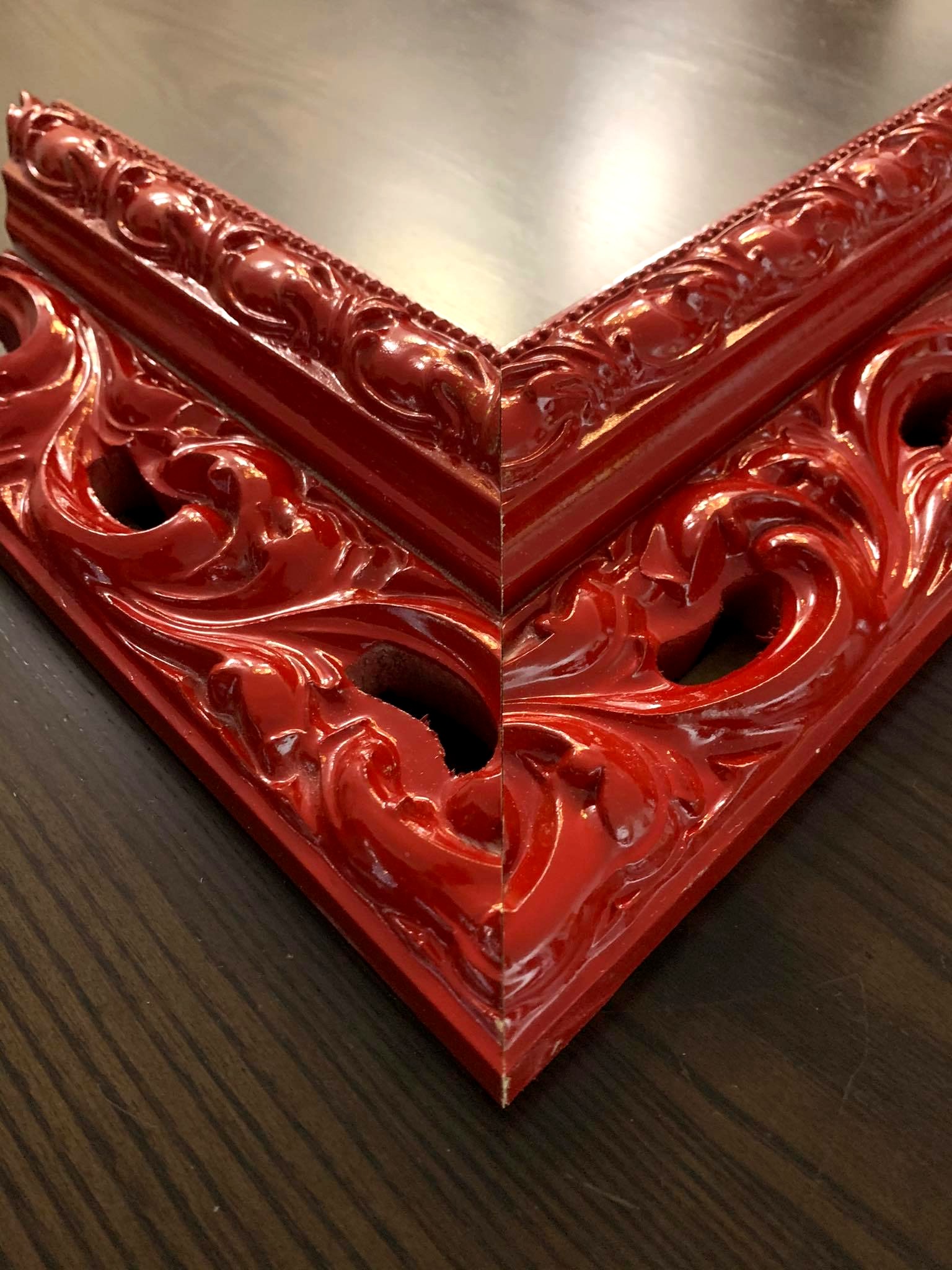 Czerwona rama do obrazu rzeźbiona ornament połysk SA03 - obrazek 2