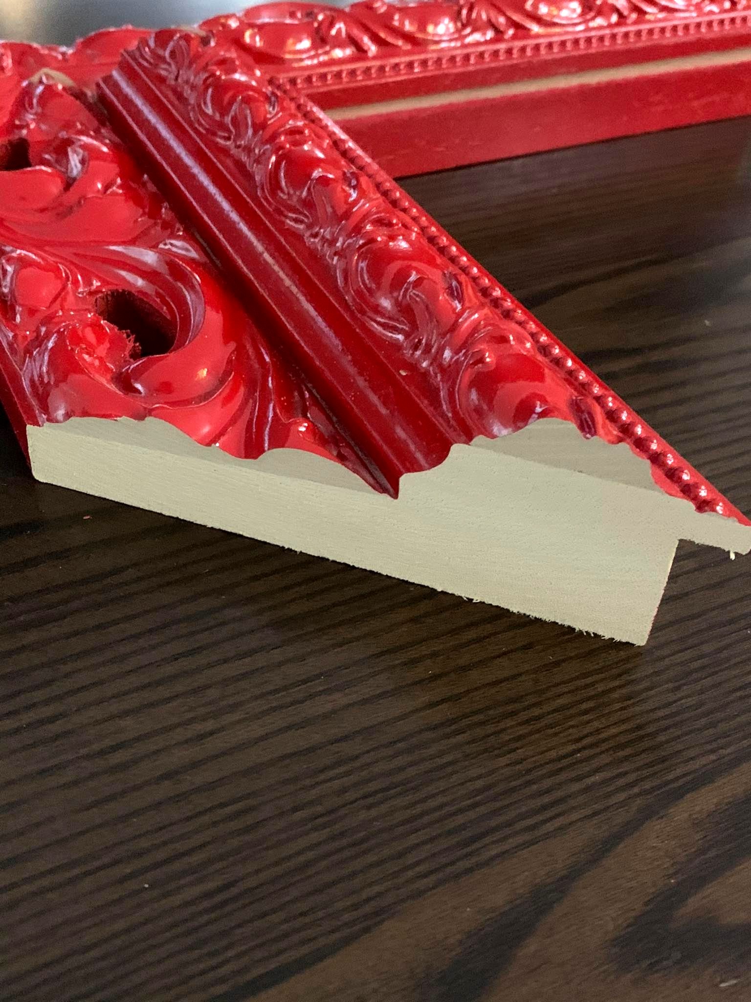 Czerwona rama do obrazu rzeźbiona ornament połysk SA03 - obrazek 3