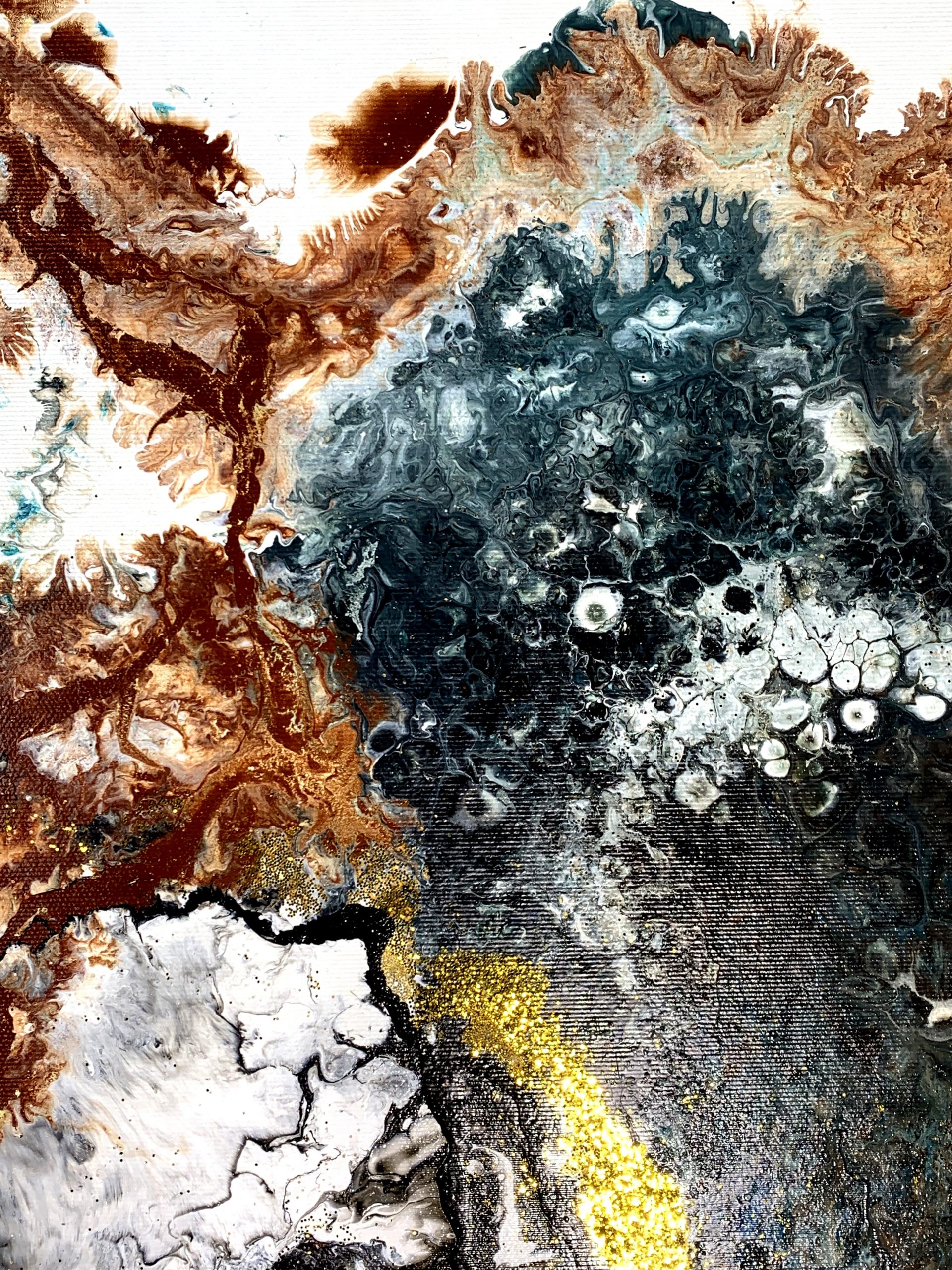 Duża abstrakcja "Turkusowe niebo" obraz pouring 2097A - obrazek 7