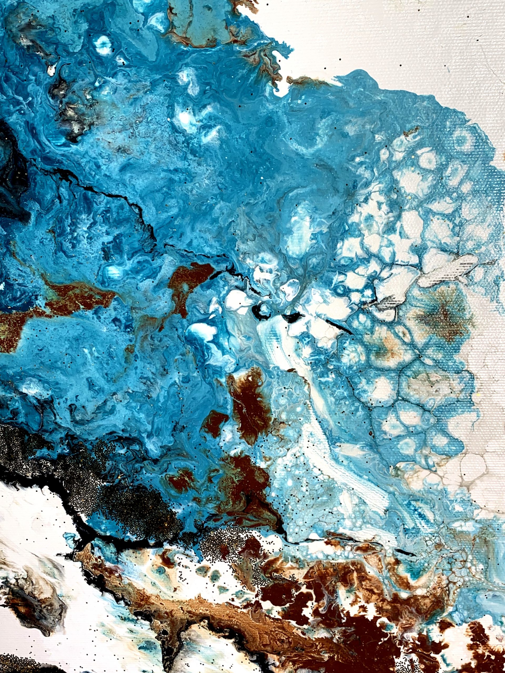 Duża abstrakcja "Turkusowe niebo" obraz pouring 2097A - obrazek 8