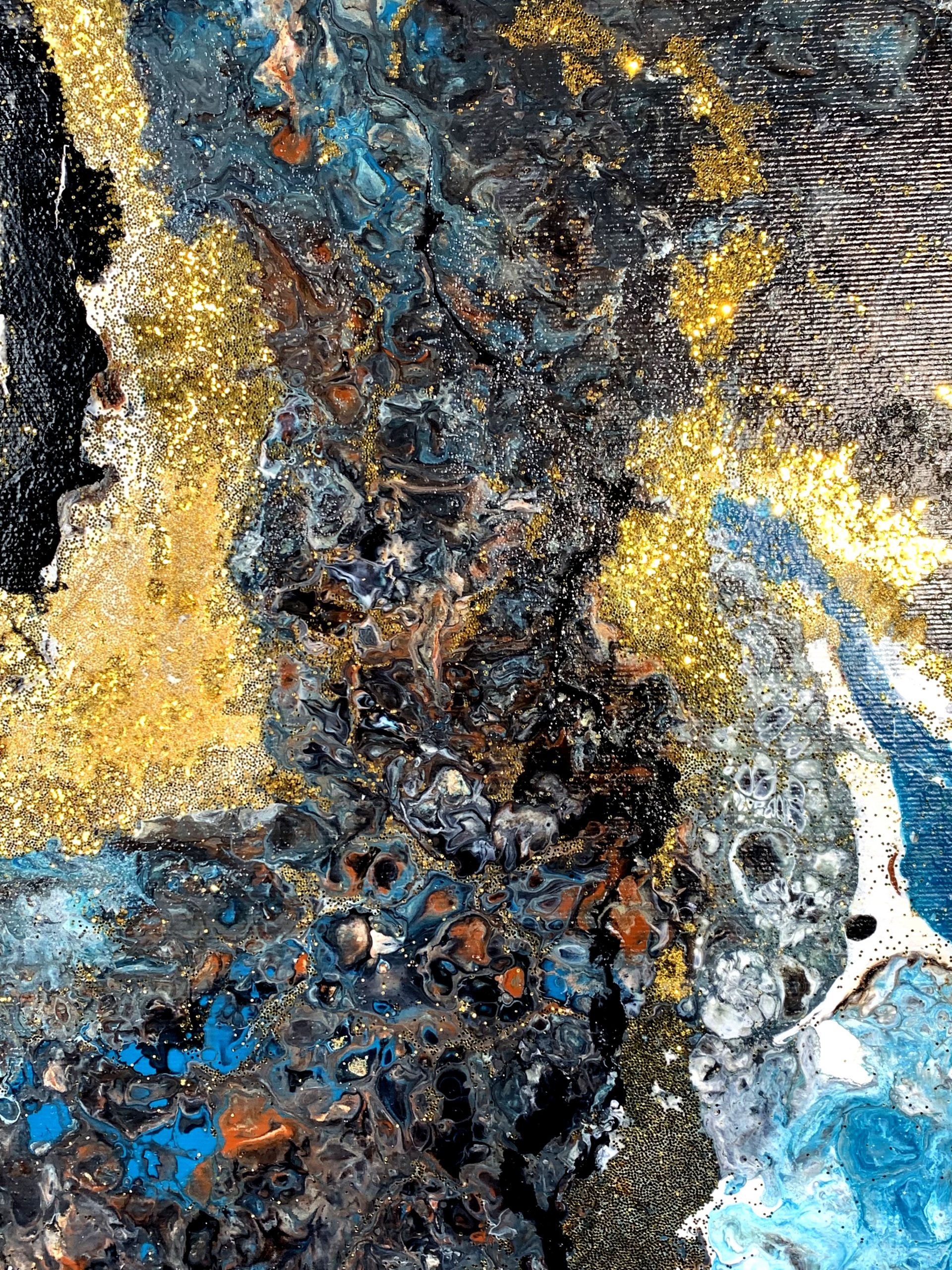 Duża abstrakcja "Turkusowe niebo" obraz pouring 2097A - obrazek 9