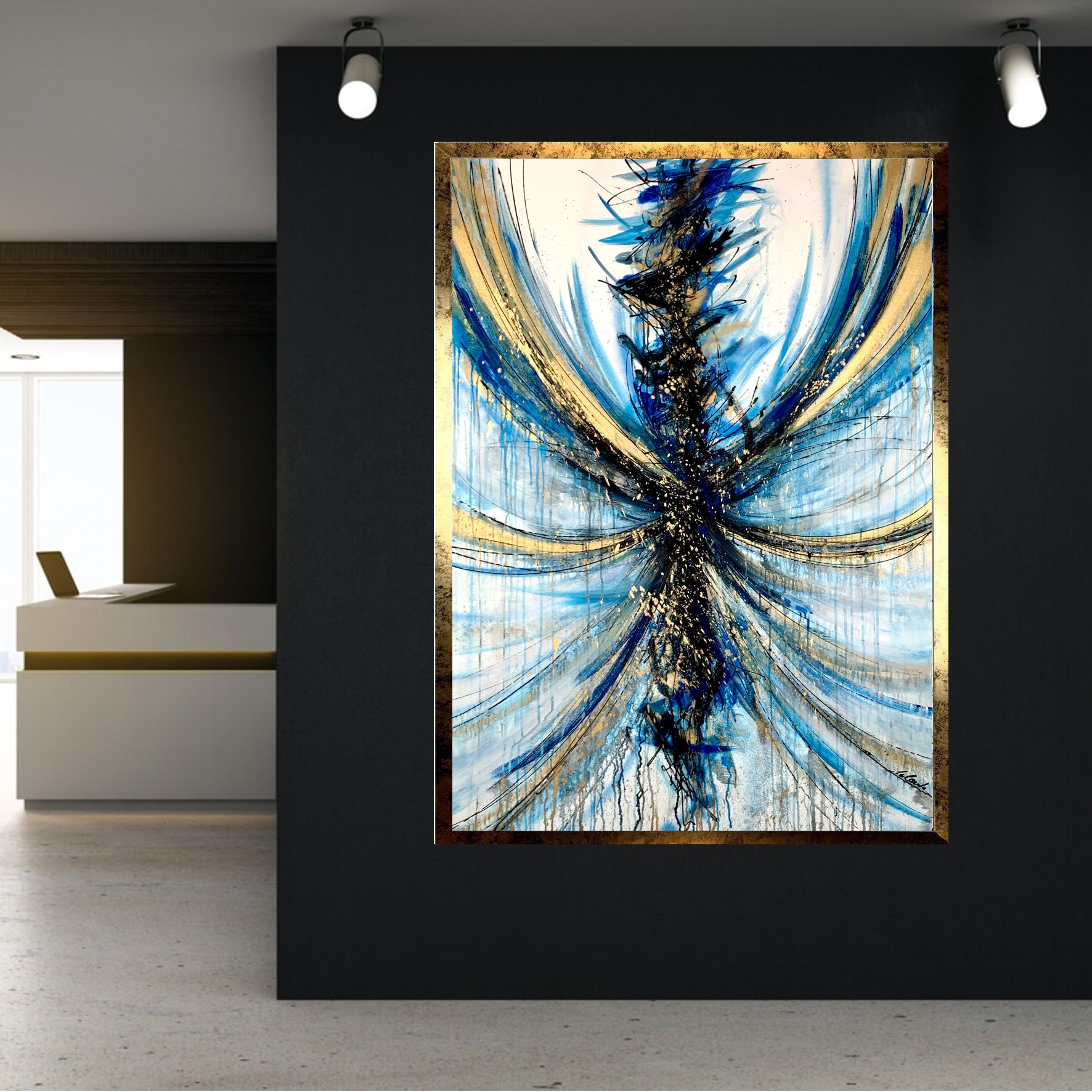 Obraz ręcznie malowany na płótnie "Granatowa fantazja" 2014A - obrazek 2