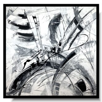 Duży obraz czarno biały abstrakcja "Lekkość" autorska kolekcja 2103A