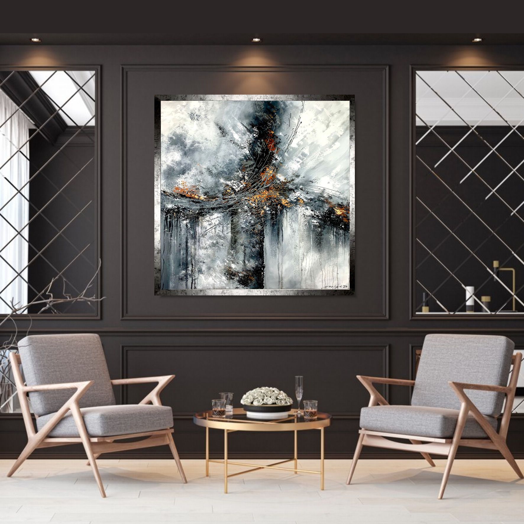 Elegancki obraz premium "Rozdroże" abstrakcja na płótnie 2069A - obrazek 3