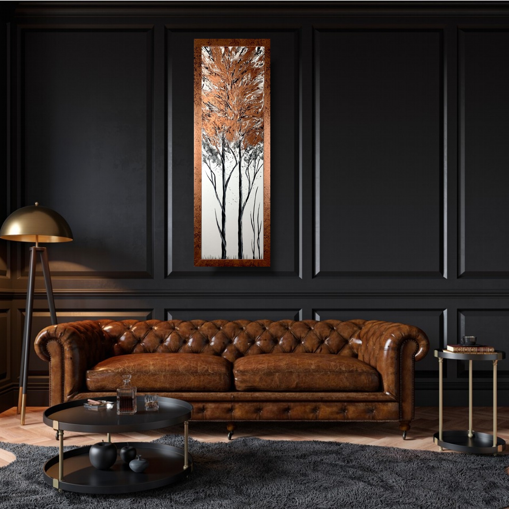 Obraz ręcznie malowany na płótnie "Miedziane drzewo" 2241A - obrazek 3