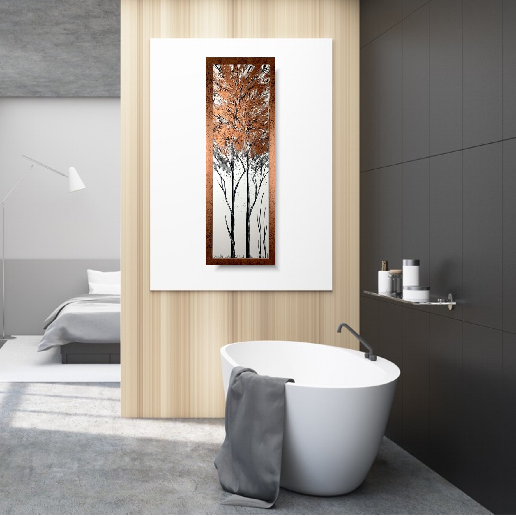 Obraz ręcznie malowany na płótnie "Miedziane drzewo" 2241A - obrazek 2