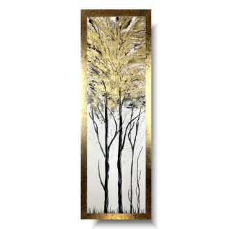 Jasny obraz pionowy złote drzewo abstrakcja w ramie 2064A