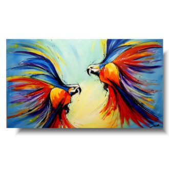 Kolorowe obrazy nowoczesne ze zwierzętami "Kolorowe papugi" obraz akrylowy 1755A