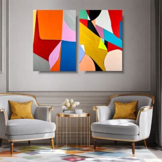 Nowoczesny obraz abstrakcyjny dyptyk "Energia koloru" 2362A