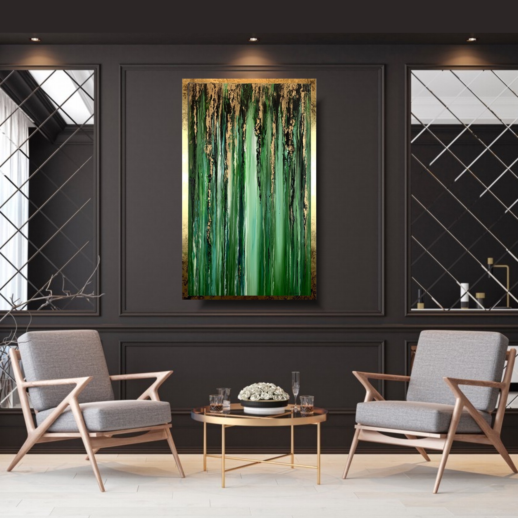 Nowoczesny obraz w ramie "Tropikalna zieleń" abstrakcja 1995A - obrazek 2