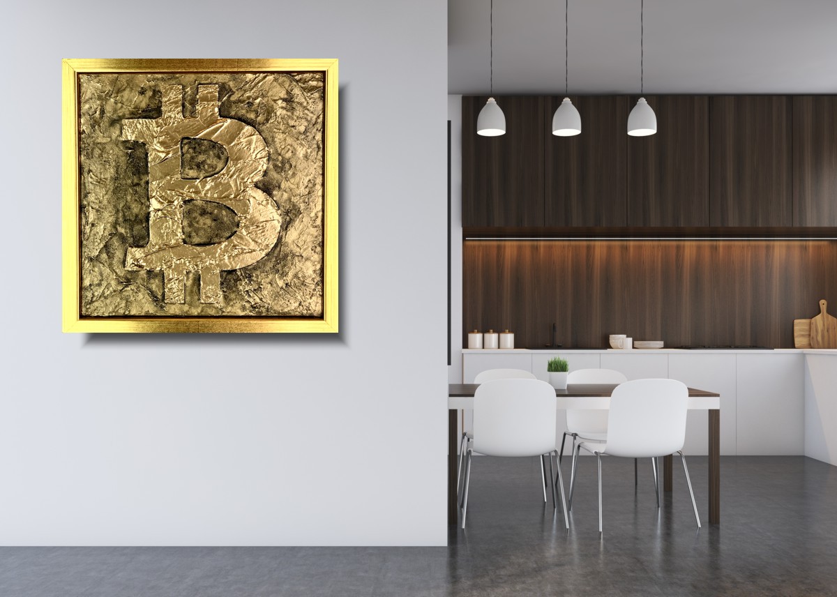 Obraz Bitcoin BTC krypto waluta złota abstrakcja w ramie 2044A - obrazek 11