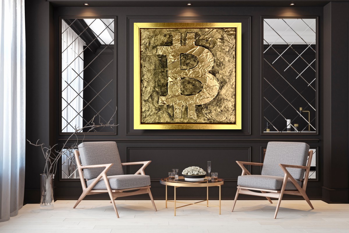 Obraz Bitcoin BTC krypto waluta złota abstrakcja w ramie 2044A - obrazek 15