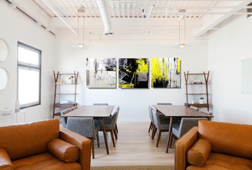 Obraz abstrakcja letni skwar tryptyk obrazy ręcznie malowane 1871A - obrazek 3