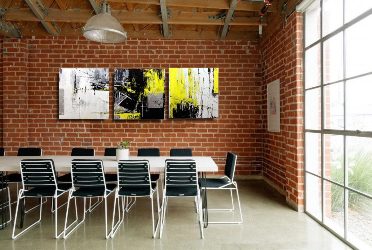 Obraz abstrakcja letni skwar tryptyk obrazy ręcznie malowane 1871A - obrazek 2