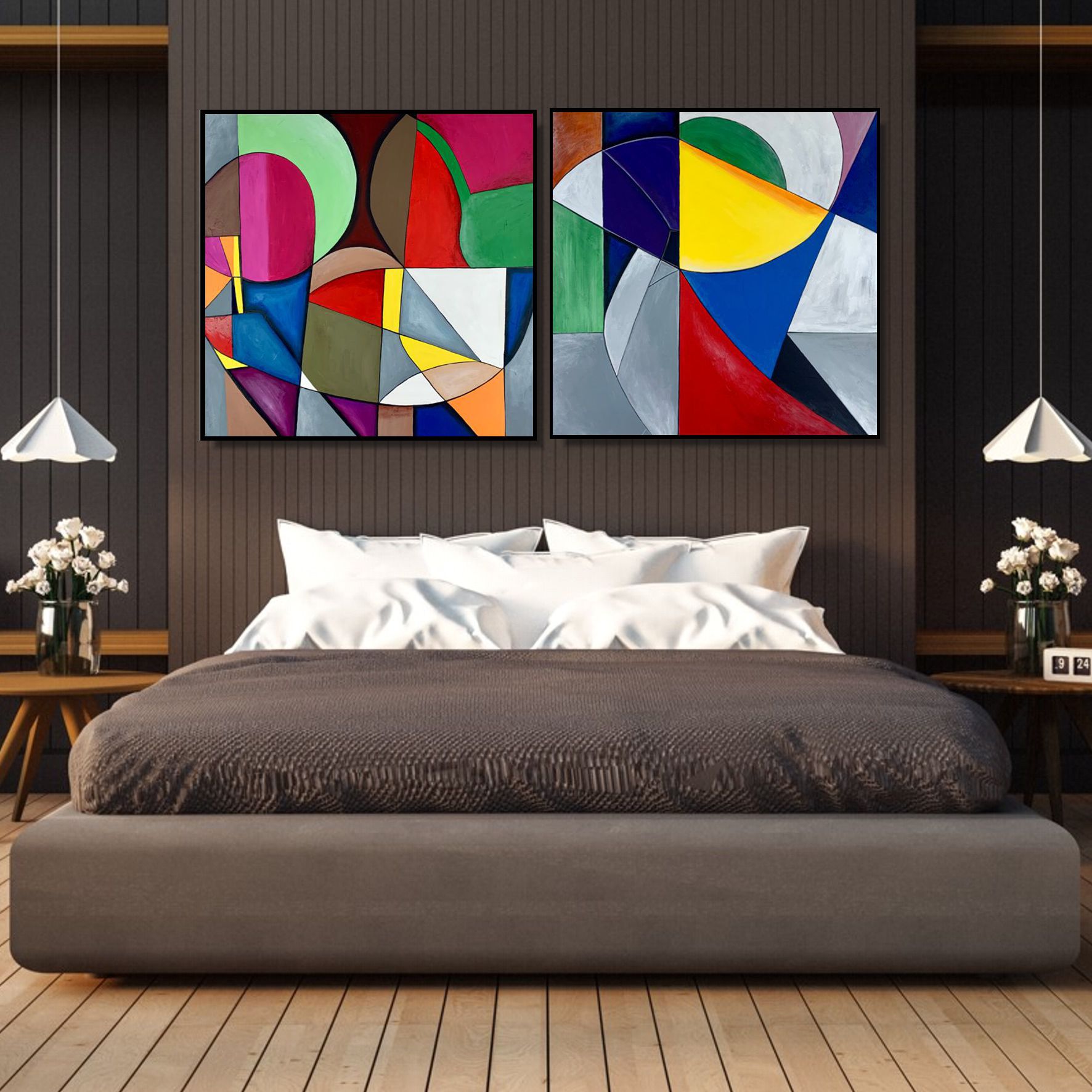 Obraz abstrakcja na płótnie "Kolorowy porządek" - komplet obrazów 2303A - obrazek 3