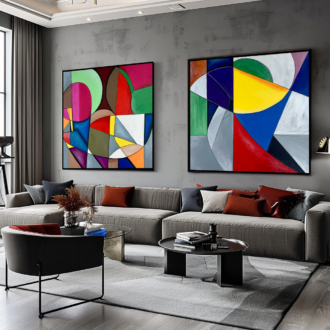 Obraz abstrakcja na płótnie "Kolorowy porządek" - komplet obrazów 2303A