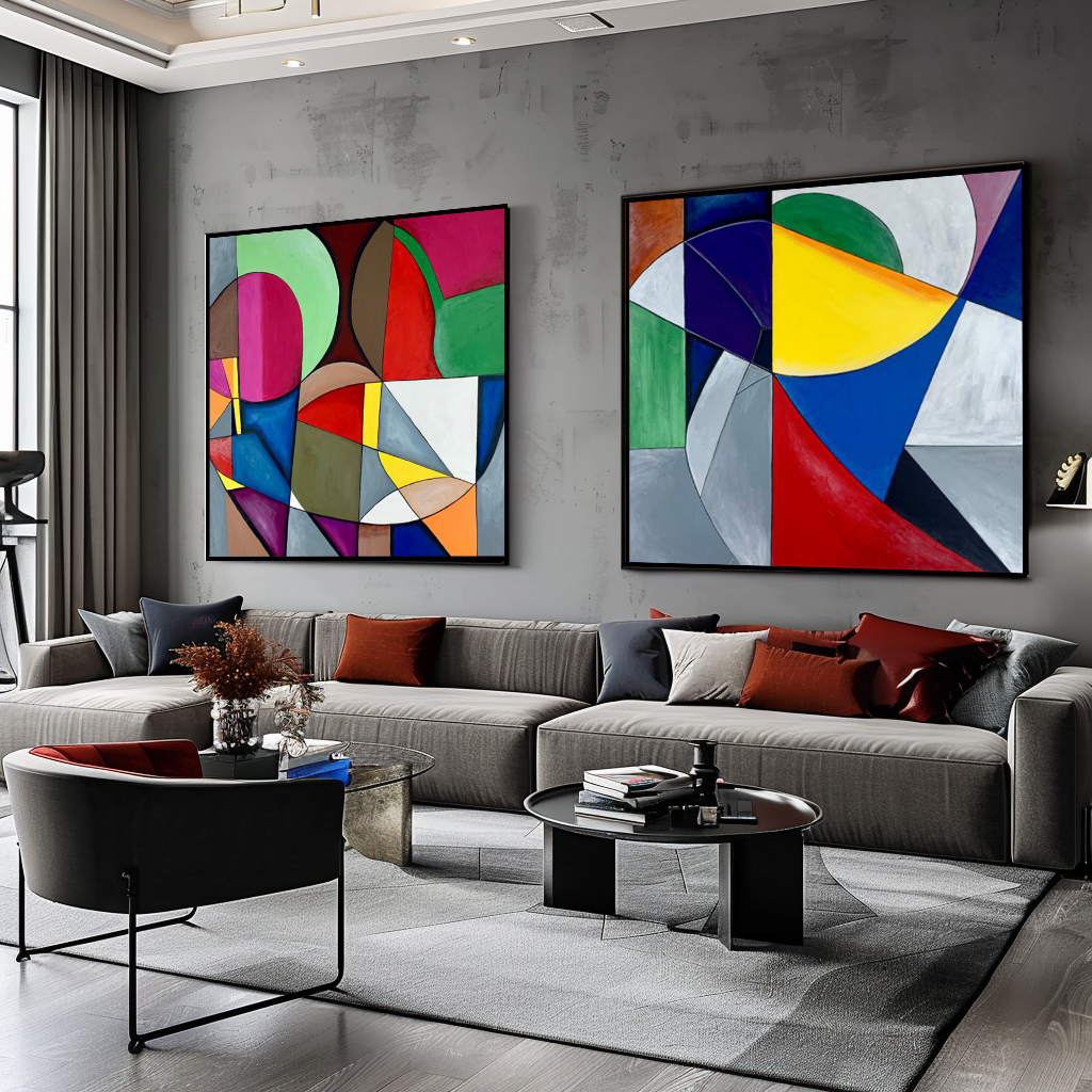 Obraz abstrakcja na płótnie "Kolorowy porządek" - komplet obrazów 2303A