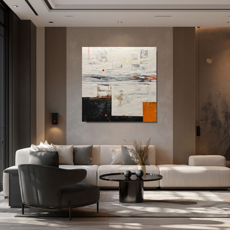 Obraz abstrakcja w nowoczesnym wnętrzu projektowanym przez architekta