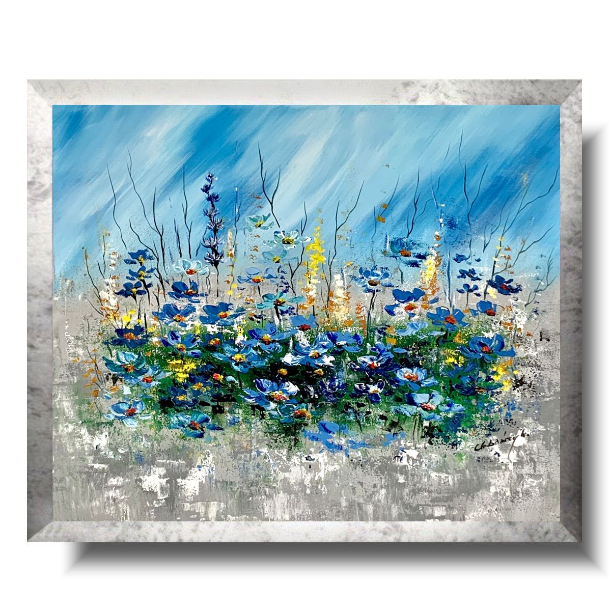 Obraz ręcznie malowany na płótnie "Chabrowe pole" 2225A