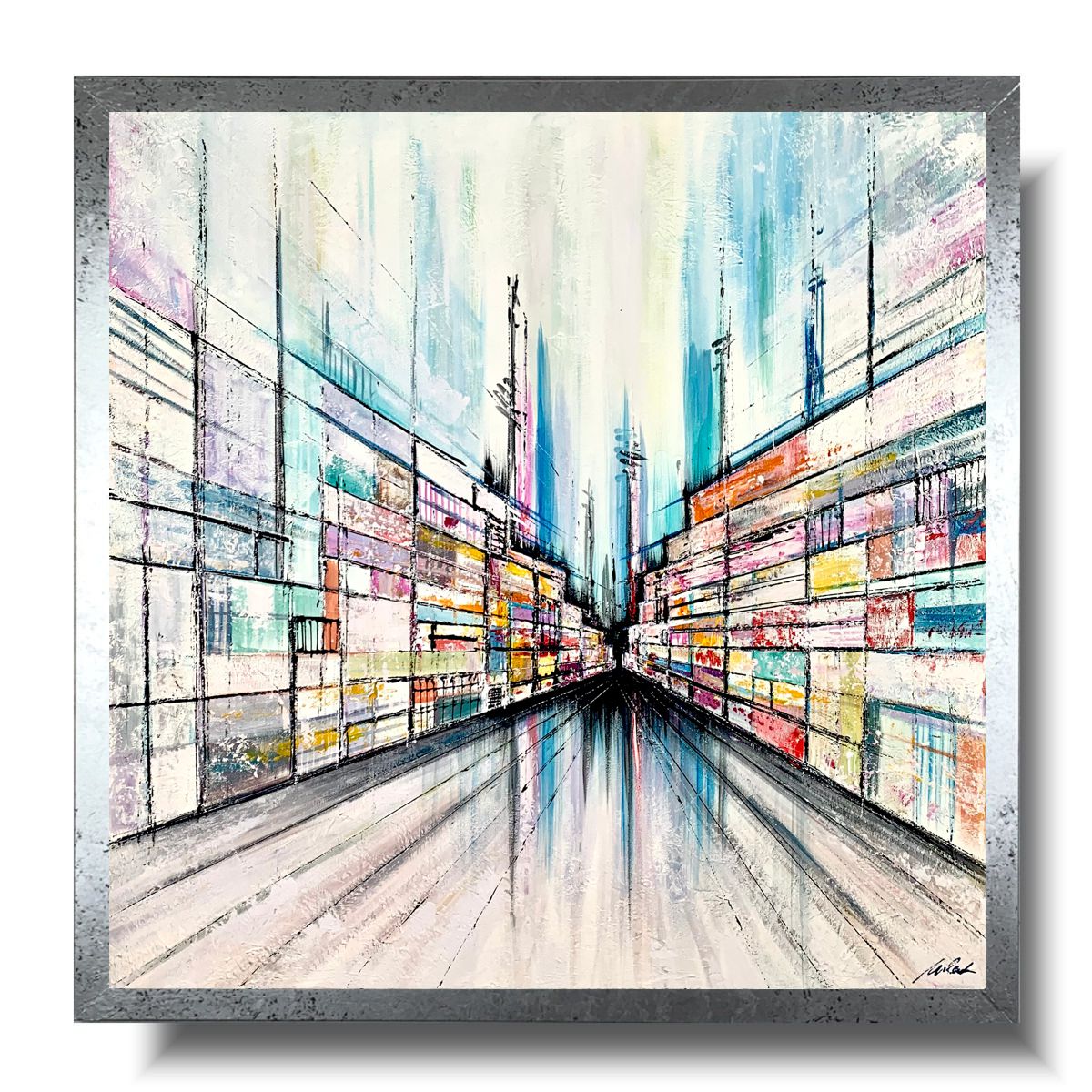 Obraz ręcznie malowany na płótnie "Kolorowa perspektywa" 2187A