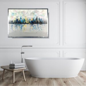 Obraz abstrakcja kolorowe miasto, Obraz kolorowe miasto, obraz w ramie, obrazy kolorowe, kolorowa abstrakcja, kolorowy pejzaż, obraz kolorowa architektura, obraz miasta i architektura