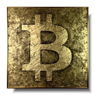 Obraz do salonu "Golden bitcoin" abstrakcja w ramie 2210A