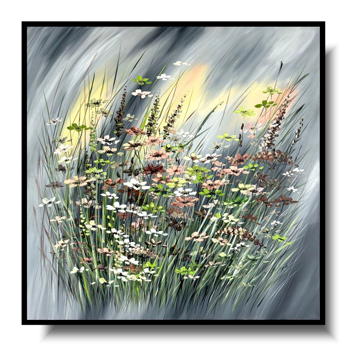 Obraz z kwiatami malowany na płótnie "Burzowa aura" 2249A