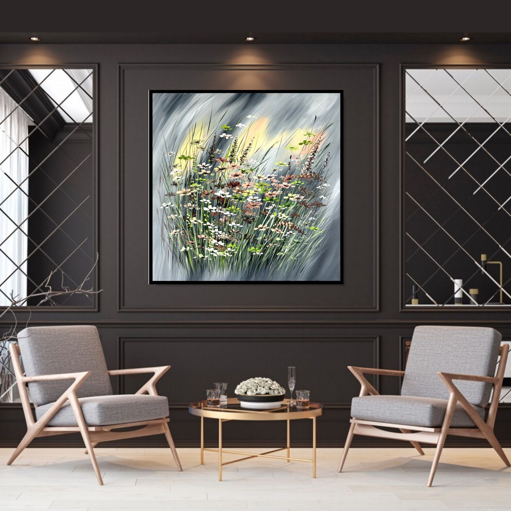 Obraz z kwiatami malowany na płótnie "Burzowa aura" 2249A - obrazek 2