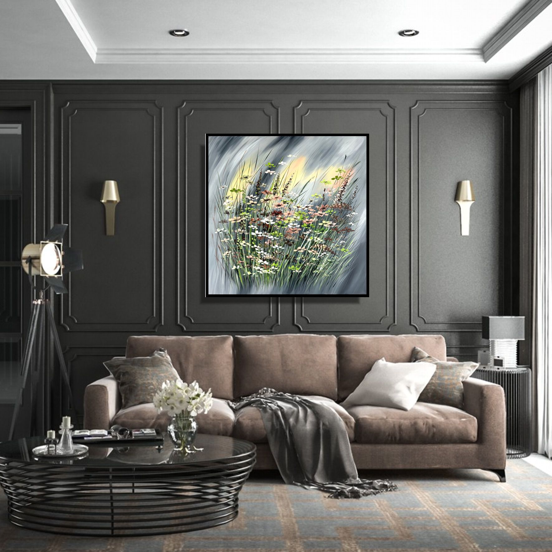 Obraz z kwiatami malowany na płótnie "Burzowa aura" 2249A - obrazek 3