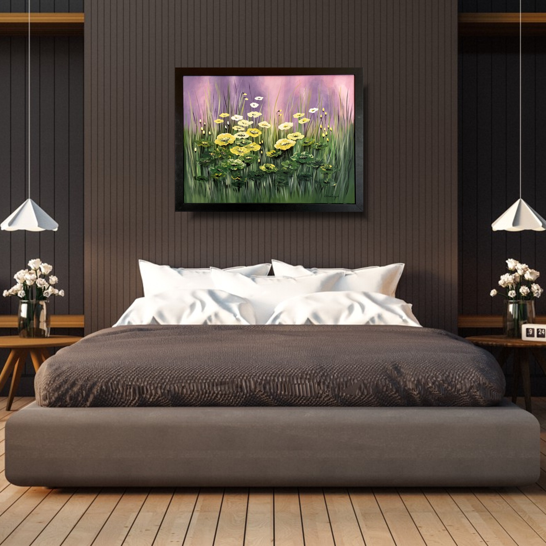 Obraz ręcznie malowany na płótnie "Wiosenne jaskry" 2222A - obrazek 2