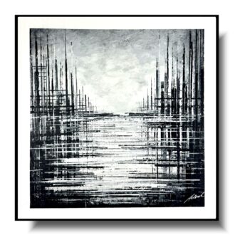 Obraz do salonu "Monochromatyczne miasto" abstrakcja w passe partout 2206A